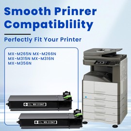Vylent MX-315NT MX315NT Toner Cartridges 2-Pack Replacement for Sharp MX-315NT Toner Cartridge for MXM266N MXM316N MXM356N MX-M265N MX-M266N MX-M315N MX-M316N MX-M356N Printer Ink Black