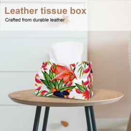 2 Pack Tissue Box Cover Holder, Flamingo Birds Rectangle Leather Tissue Case, Decorative Organizer for Tabletop, Bathroom, Car, Office