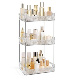 TENDER EPOCH 3-Tier Bathroom Counter Organizer Countertop Storage, Dresser Organizer Vanity Tray for Makeup, Perfume Organizer Cosmetics Skincare Shelf Organizer - Clear
