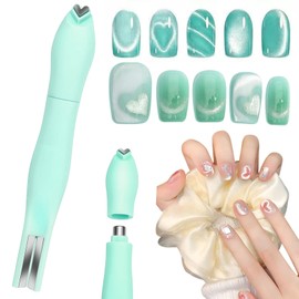 Green 3-in-1 Cat's Eye Magnetic Pen, Versatile Magnet Tool for Cat Eye Gel Polish Heart Shaped Round Multifunctional Accessories for Studio Home DIY