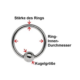 Modern Nature Piercingschmuck Titanium Piercing Ball Closure Ring, Clicker, 1.2 mm with 3 mm Stone Ball