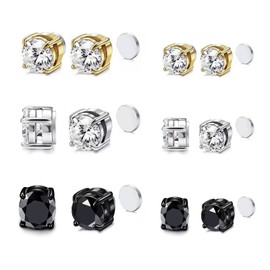 Kstudent 6 Pairs Titanium Earrings Studs, Hypoallergenic Stud Earrings for Women Girls Men