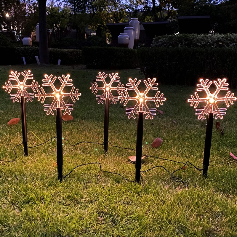 Snowflake Landscape Lights Christmas Pathway Decorative Lights Battery Powered Warm