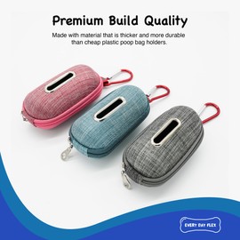 EVERYDAYFLEX Luxury Dog Poop Bag Holder Stylish Cute Waste Bag Dispenser with Metal Carabiner Clip that Fits Any Leash (Pink)