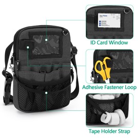 Trunab Riñonera de enfermera con soporte para cinta y bolsillos para equipo médico, bolsa de almacenamiento de cintura de enfermera con correa ajustable para la cintura, bolsa organizadora para cinturón de lactancia, Negro -, Large