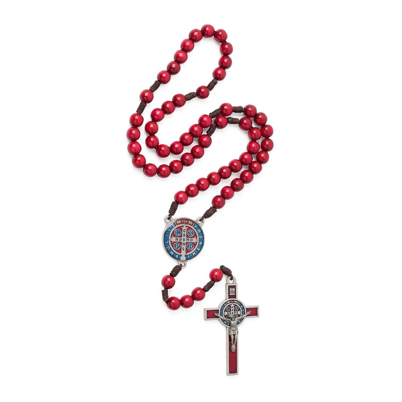 Intercession St. Benedict Holy Medal Rosary (Red)