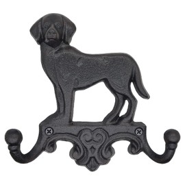 RIXIGOOD Cast Iron Dog Wall Hooks for Hanging, Heavy Duty Dog Leash Holder for Wall Mount Coat Hooks Decorative Key Hanger Vintage Farmhouse Entryway Cute Animal Decor Rustic Black 1 Pack