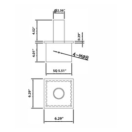 Tenon Adapter, 6" Square Tenon Pole Bracket, Slip Fit Mounting for Shoebox, Parking Lot Lights, Single Spoke Mount Light Pole Bracket Accessories (6" Square)