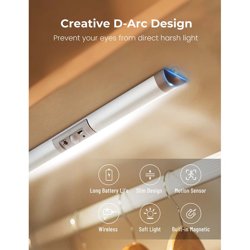 Joyzy Automatic Motion Sensor Closet Lights with Eye-Protection Design Closet