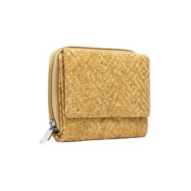 Hudson & James Ladies Designer Cork Vegan RFID Blocking Shield Compact Card Holder Wallet Purse Multi Card Women Clutch Wallet with Phone Pocket (Cork with Gold Pattern)