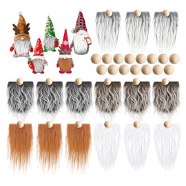 Theiuaoqwe Pack of 45 Faux Fur for Crafts Gnome Accessories Christmas Faux Fur Sold by the Metre Gnome Faux Fur Fabric Santa Beard Wooden Beads for Crafts DIY Christmas Dolls Craft Projects