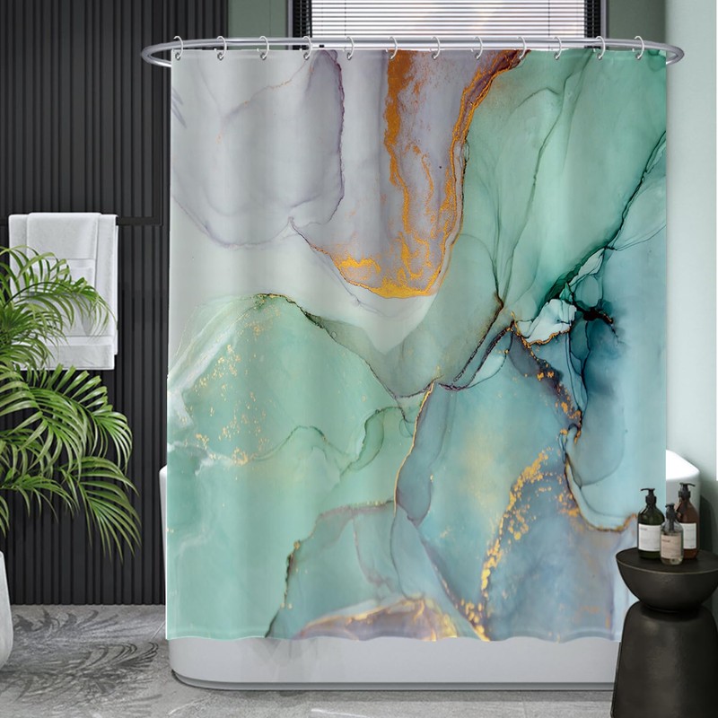 Ulticool Shower Curtain - Marble Green Blue Watercolour - 180