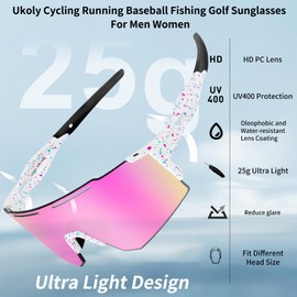 Ukoly Cycling Sunglasses with Interchangeable Nose Pad Men Women,Sports Sunglasses,Fishing Baseball Glasses