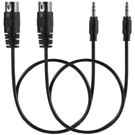 Greluma Pack of 2 5-DIN MIDI Male up to 3.5 mm Aux TRS Male Audio Cable, 0.5 m 5-pin to 1/8 Inch Stereo Plug, Compatible with Smartphones, PC Notebooks, Amplifier, Hi-Fi, Supports Analogue Sound