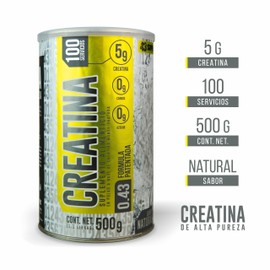 43 Supplements Creatina Monohidratada de Alta Pureza En Polvo Sin Sabor, Pre entreno, Alto Rendimiento, Nutrition | 100 Servicios | 500g | 5g por porción