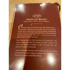 Lenox Teddy Bears LENOX 100 100th ANNIVERSARY Plush Ornament Set NEW 6141360 USA Sale