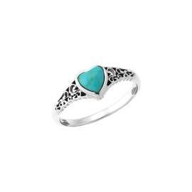 Boma Jewelry Sterling Silver Turquoise Heart Ring, Size 5