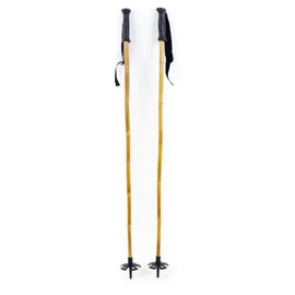 Booyah! Bamboo Downhill Ski Poles 115cm – Alpine Ski Poles for Men & Women – Lightweight Wooden Ski Poles with Black Grip, Strap & Basket – Backcountry Skiing Gear for Winter Performance