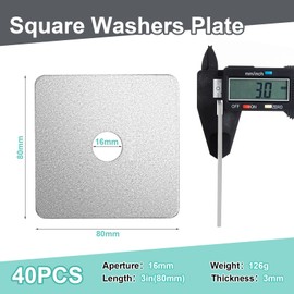 Yaocom 40 Pcs 5/8" x 3" x 3" x 1/8" Square Washers Heavy Duty Galvanized Steel Gasket Flat Washers Nut Fastener Hardware Flat Pad Spacer