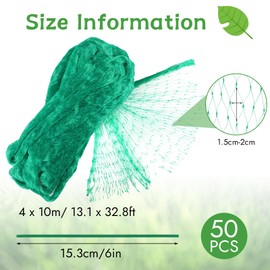 Bird Protection Net, Bird Net, Tight Mesh, 4 x 10 m, Pigeon Net Balcony with 50 Cable Ties, Pond Net, Leaf Net, Green, Garden Net, Fruit Tree Net for Garden, Balcony or Pond, Fruit Trees, Strawberry,
