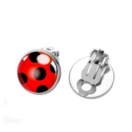 1 Pair Ladybug Earrings, Clip-On Silver Ear Cuff Jewelry with Black Spot Red Ladybug Design, No Pierced Ladybird Earrings for Women and Girls, Perfect for Everyday Wear or Gifts
