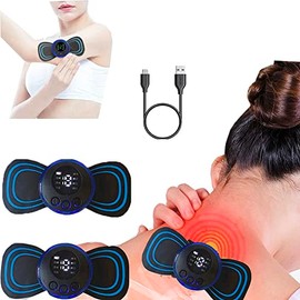Mini EMS Muscle Stimulator, Mini Neck Massager Abs Trainer Abdominal Trainer, Massage Pads Massager Effective for Back Waist 2Pcs
