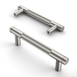 Amerdeco 10 Pack Brushed Satin Nickel Knurled Cabinet Pulls 96mm Inch Hole Center Cabinet Hardware Kitchen Cabinet Handles for Bathroom Drawer Pulls Dresser Pulls