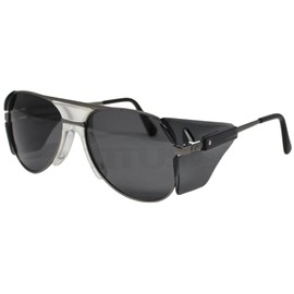 TITUS G77 Premium Metal Frame Aviator Z87+, Z87.1 Safety Glasses Side Shield Motorcycle Shooting DOT ANSI CE Approved Eyewear (Brushed Nickel Frame, Polarized Z87.1 Lenses)