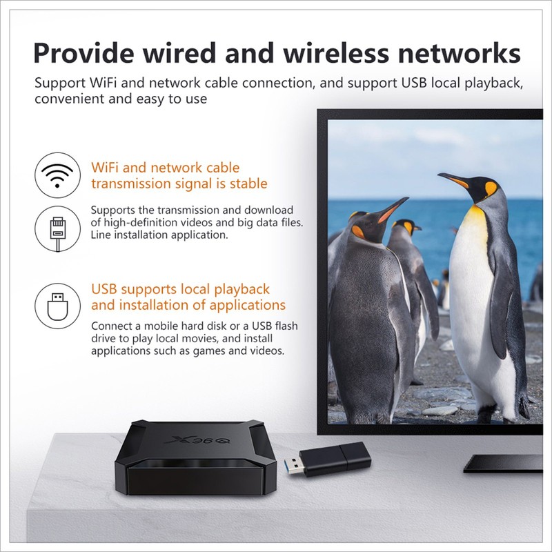 TVBOX 4K60 Android 10 HEVC H.265 Encoding 2+16G Wireless Connection