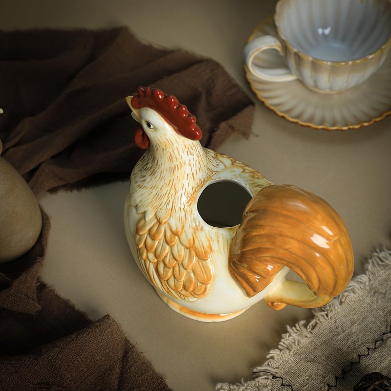 CHOOLD Retro Rooster Ceramic Creamer with Handle,Coffee Milk Creamer Pitcher