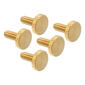 PATIKIL M4x10mm Knurled Thumb Screws, 5 Pack Flat Tip Brass Bolts Grip Knobs Fasteners with Straight Shoulders for Lighting Furniture Electronic Mechanical