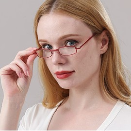 REAVEE 3 Pack Slim Pen Reading Glasses Small Tube Stylish Readers for Women Men Spring Hinged with Portable Clip Case, Black Silver Red 1.75