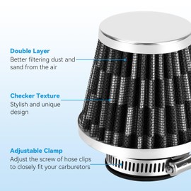 EOPOAYI 35mm (1-3/8") Air Filter Compatible with Taotao DB14 SSR125 CRF50 Coolster 110cc 90cc 70cc 50cc ATV Quad 4 Wheeler Pit Dirt Bike Go Kart Scooter Moped Motorcycle Parts Silver with Fuel Line