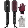 Enhanced Ceramic Hair Straightener Brush by MiroPure, 2-in-1 Ionic Straightening