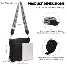 Myhozee Shoulder Bag Women's Medium Handbag with 2 Straps, Small Crossbody Bag PU Leather Shoulder Bag Women's Handbag Plain with Wide Strap for Women / Women, Beige-063, Fashion