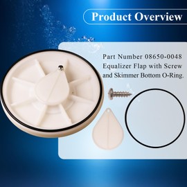 Ctuoptuo 08650-0048 Equalizer Flap with Screw and Skimmer Bottom O-Ring, Fit for Pentair Sta-Rite 08650-0079 Float Valve, Used with Sta-Rite U-3 Pool and Spa Automatic Skimmer