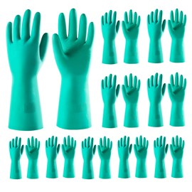 ThxToms 10 Pairs Nitrile Chemical Resistant Gloves, 15mil,13", Reusable Latex Rubber Free Heavy Duty Gloves, Acid Alkali Oil Protection, Industrial Use and Household Cleaning, Non-Slip, Medium