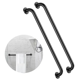 2 Pack 32 Inch Black Shower Grab Bars, ZUEXT Stainless Steel Bathroom Wall Grab Bar Handle, Shower Balance Bar, Safety Hand Rail Support,Handicap Elderly Senior Assist Bath Grab Handle(1.25" Diameter)