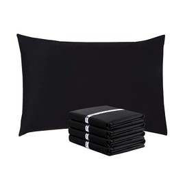 Kinfolk Textile Pillow Cases 4 Pack Egyptian Cotton 200 Thread Count (Black)