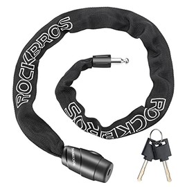 ROCKBROS Bike Lock Chain Bicycle Lock, Heavy Duty Anti Theft, 3.2 Ft Long, 5mm Thick Bike Chain Lock with Key Set, Cut Proof Security Scooter Lock Commuter Lock for Door, Gate, Fence, Grill