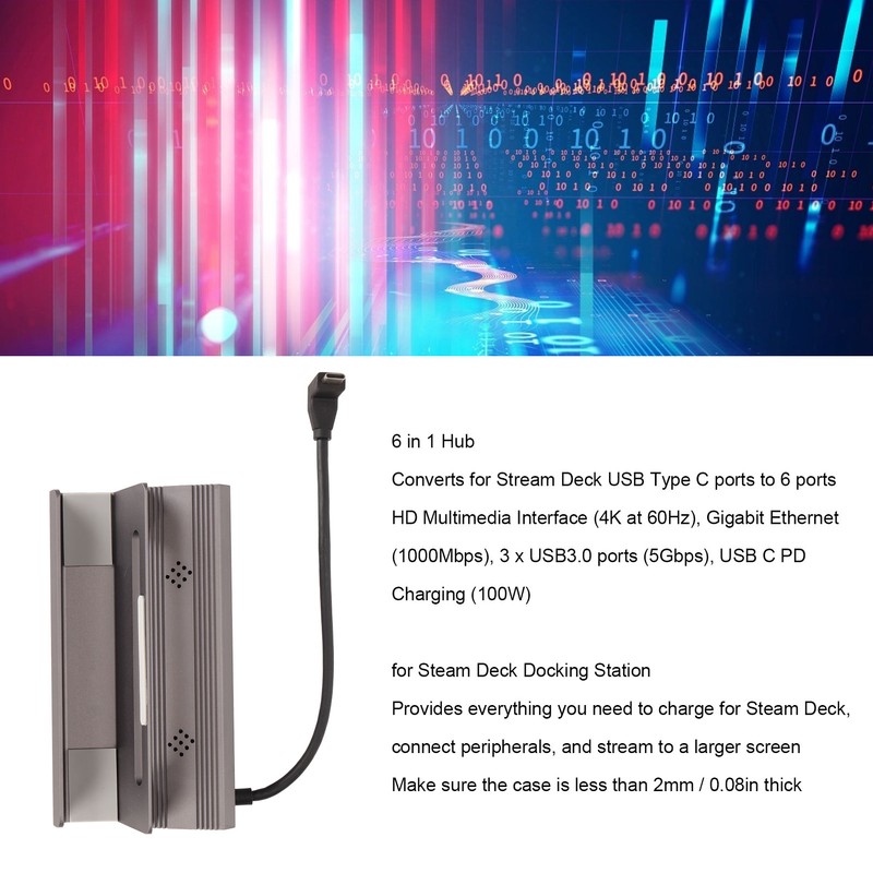 for Steam Deck Docking Station 6 in 1 USB C