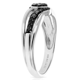 Vir Jewels 1/4 cttw Black Diamond Engagement Ring .925 Sterling Silver with Black Rhodium Size 6