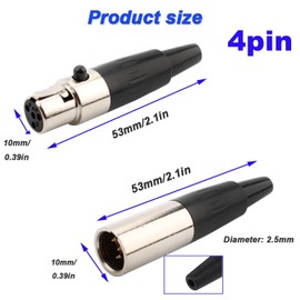 RUNCCI-YUN Set of 2 Mini 4-Pin XLR Male and Female XLR Connectors, Microphone Cable Plug, Microphone Audio Jack XLR Solder Connection XLR Installation Socket for Microphone Speakers