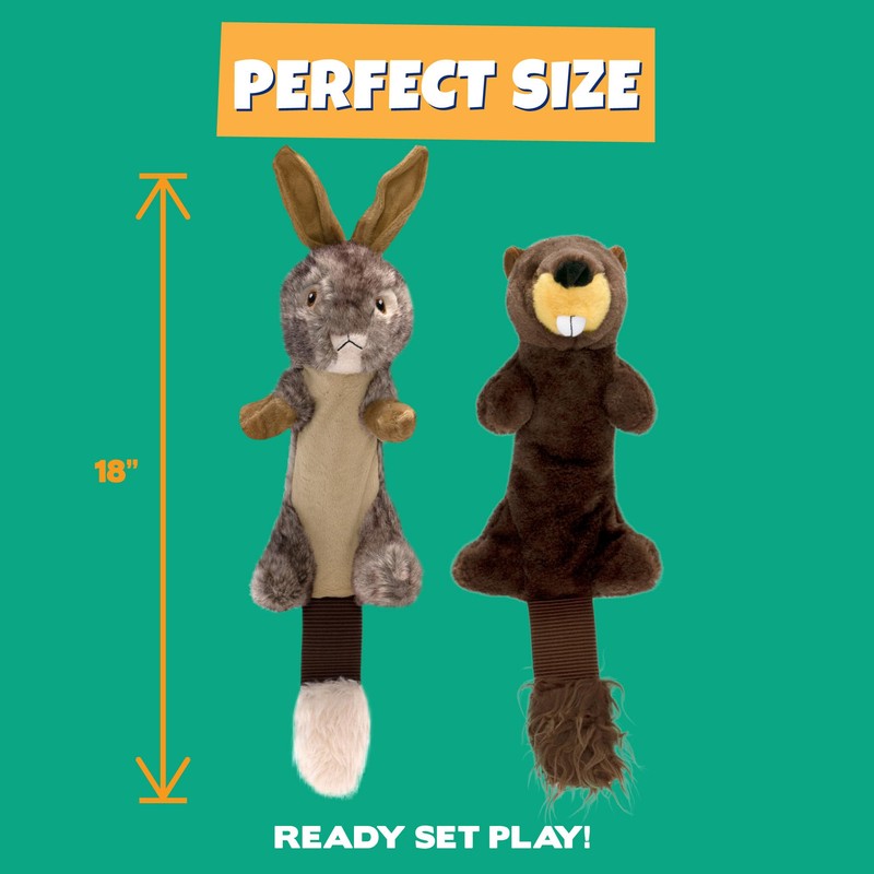 Pet Factory Shake & Squeak Critter Tugz Plush Dog Toy,