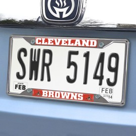 FANMATS 21370 Cleveland Browns Chrome Metal License Plate Frame, Team Colors, 6.25in x 12.25in