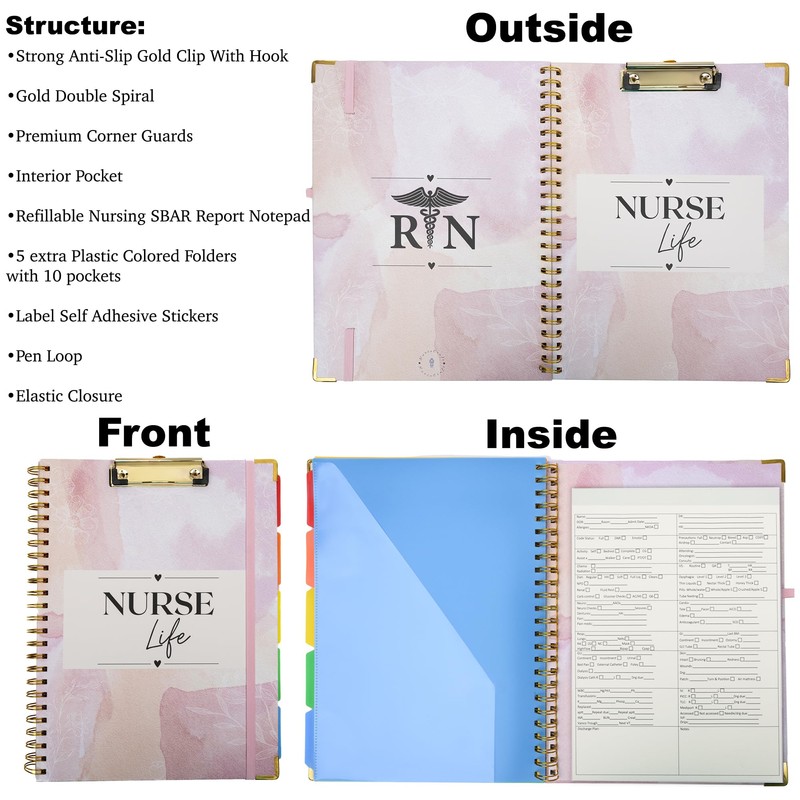 Nurse Clipboard Folio with SBAR Report Sheets – Refillable Nursing