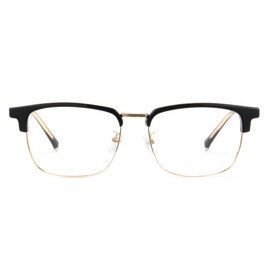 Cyxus Men Blue Light Blocking Glasses Half Rimless Computer Gaming Glasses Square Fashion Glasses for Men 8216 Black Gold
