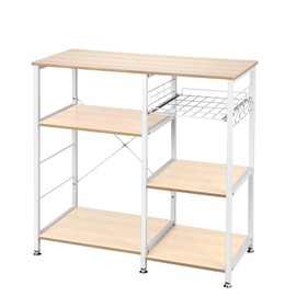 3-Tier Kitchen Baker's Rack Utility Microwave Oven Stand Storage Cart Workstation Shelf (White Oak)