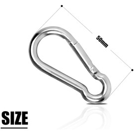 10 x Snap Hooks, LISOPO Carabiner Heavy Duty 304 Stainless Steel, Carabiner Snap Hook Carabiner Keychain Clips for Outdoor, Camping, Hiking, Hooks for All Lifting aids and Handles with an Eyelet