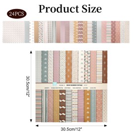 24 Sheets Scrapbook Paper, 30.5 X 30.5 cm, Decoupage Paper Sheets Double-Sided DIY for Scrapbooking, Gift Wrapping, 24 Different Designs